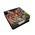 Tiger PU Leather Note Paper Holder with Artist-Designed Cover, Desk Accessory, Office Gift