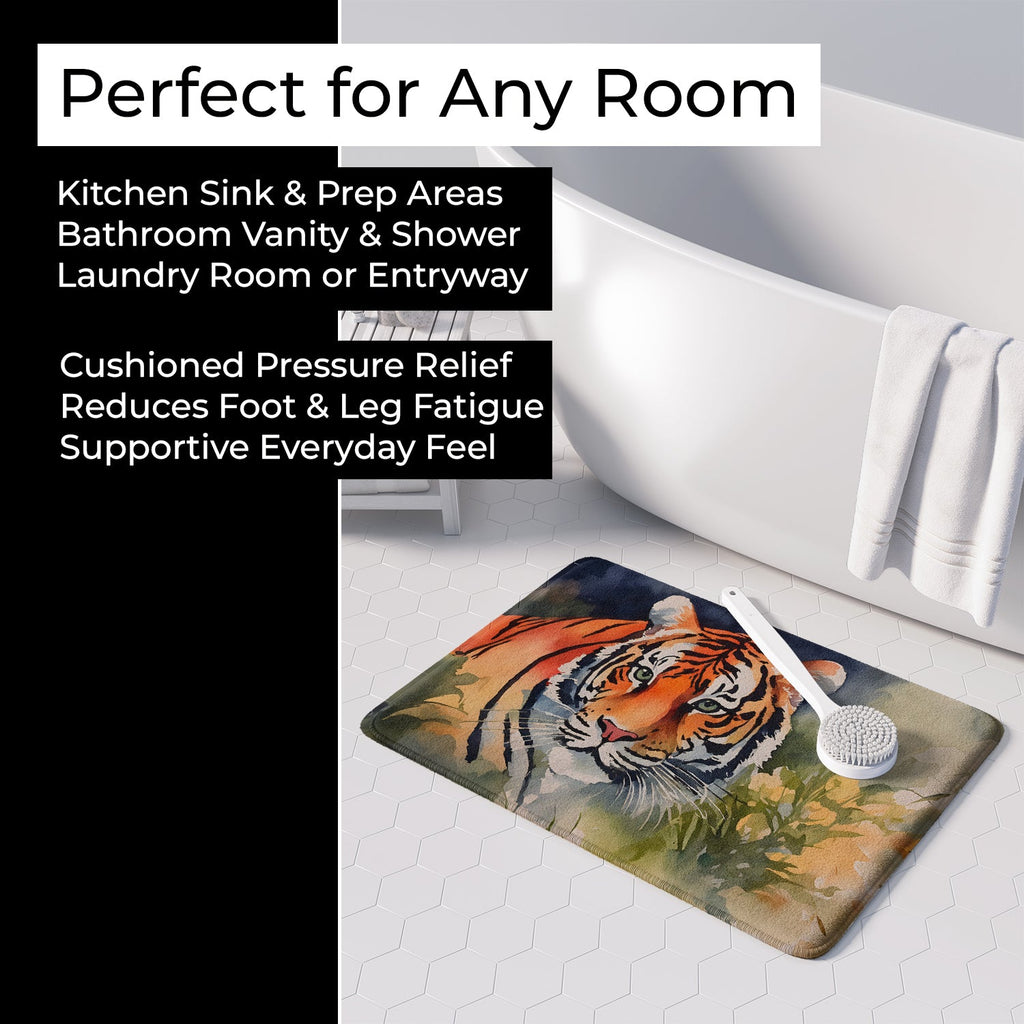 Tiger Memory Foam Kitchen Mat Machine Washable Anti-Fatigue Cushion Comfort Bath or Kitchen Rug