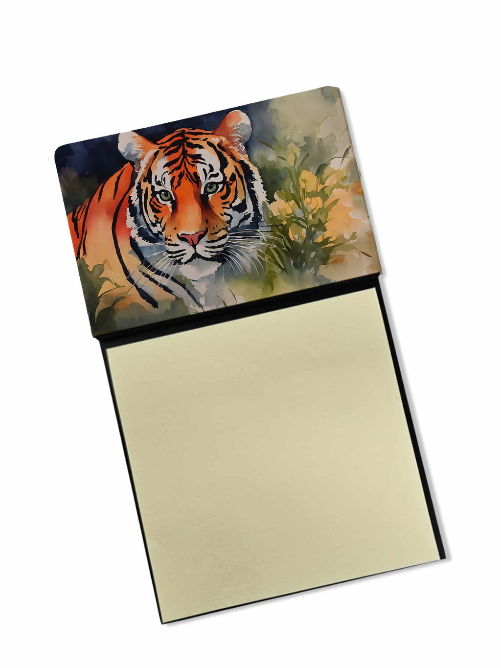 Tiger Watercolor Sticky Note Holder Refillable Dispenser Desk Accessory 3x3 Pad Gift