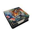 Tiger PU Leather Note Paper Holder with Artist-Designed Cover, Desk Accessory, Office Gift