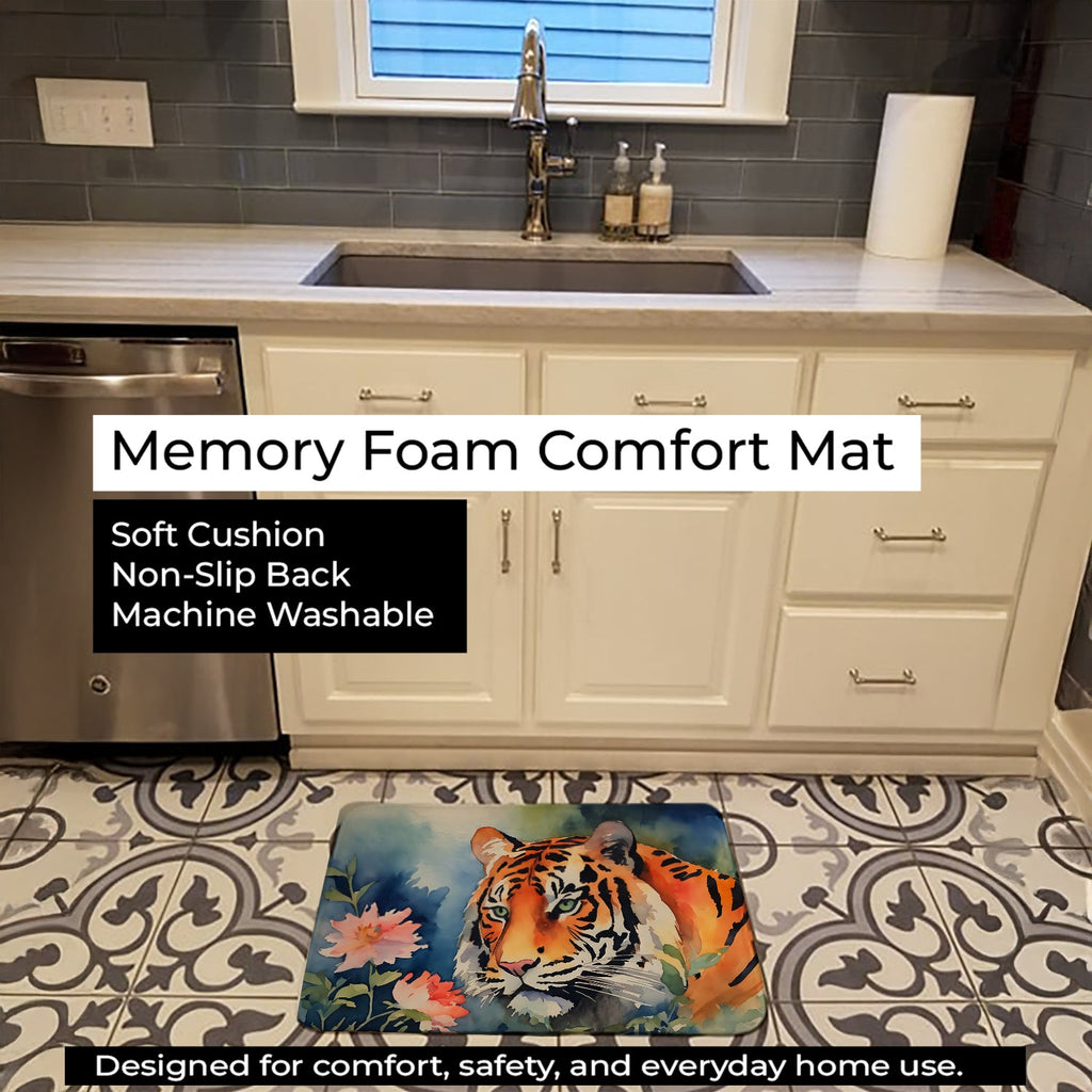 Tiger Memory Foam Kitchen Mat Machine Washable Anti-Fatigue Cushion Comfort Bath or Kitchen Rug