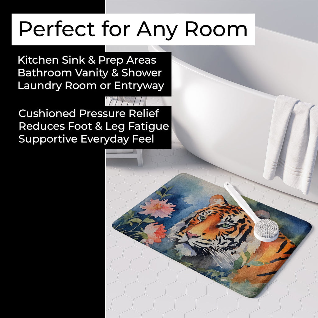 Tiger Memory Foam Kitchen Mat Machine Washable Anti-Fatigue Cushion Comfort Bath or Kitchen Rug