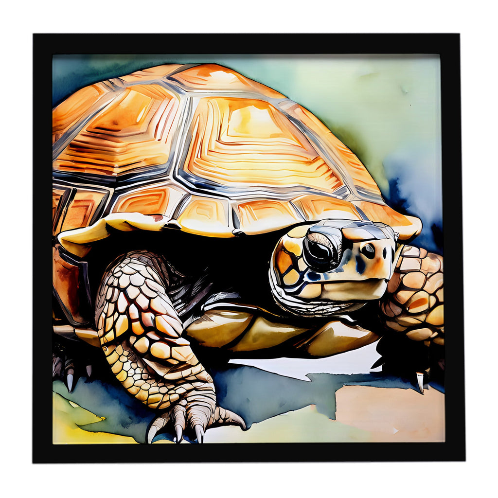 Turtles Tortoises Framed Metal Print Bathroom, Kitchen, Office, Home Decor Wall Art Ready to Hang, Square, 8X8