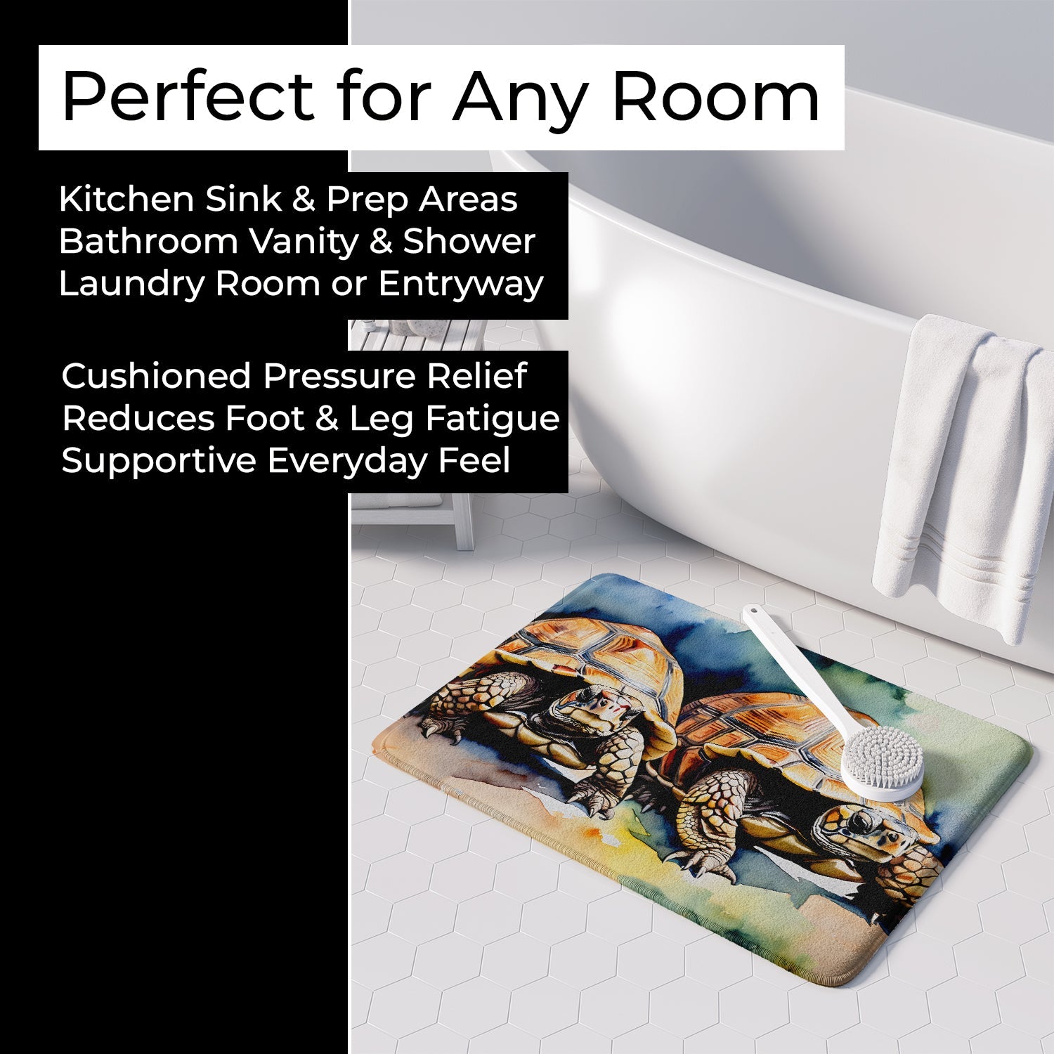 Turtles Tortoises Memory Foam Kitchen Mat Machine Washable Anti-Fatigue Cushion Comfort Bath or Kitchen Rug