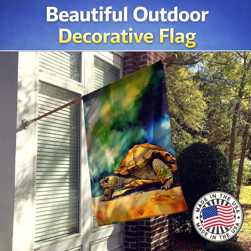 Turtles Tortoises House Flag 28x40 Porch Sleeve Pole Decorative Outside Yard Banner Artwork Wall Hanging, Polyester