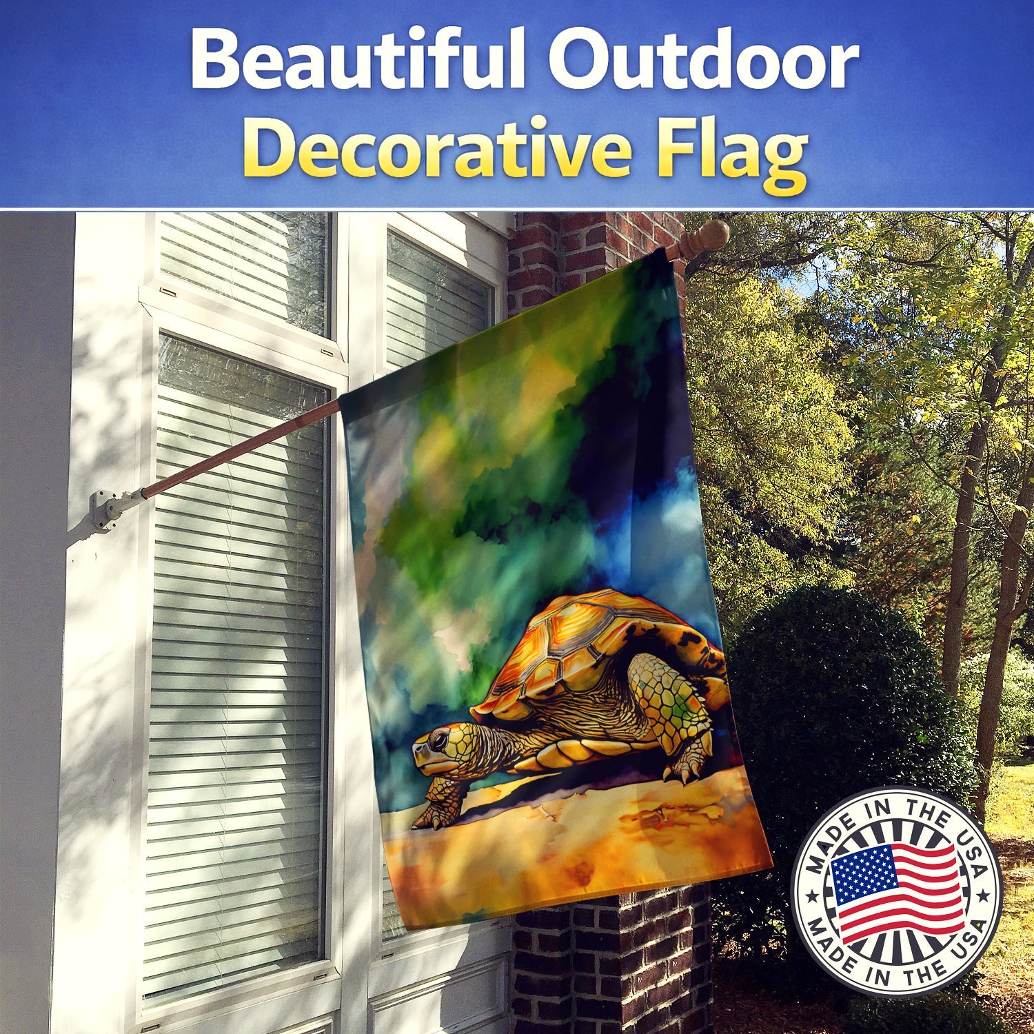 Turtles Tortoises House Flag 28x40 Porch Sleeve Pole Decorative Outside Yard Banner Artwork Wall Hanging, Polyester
