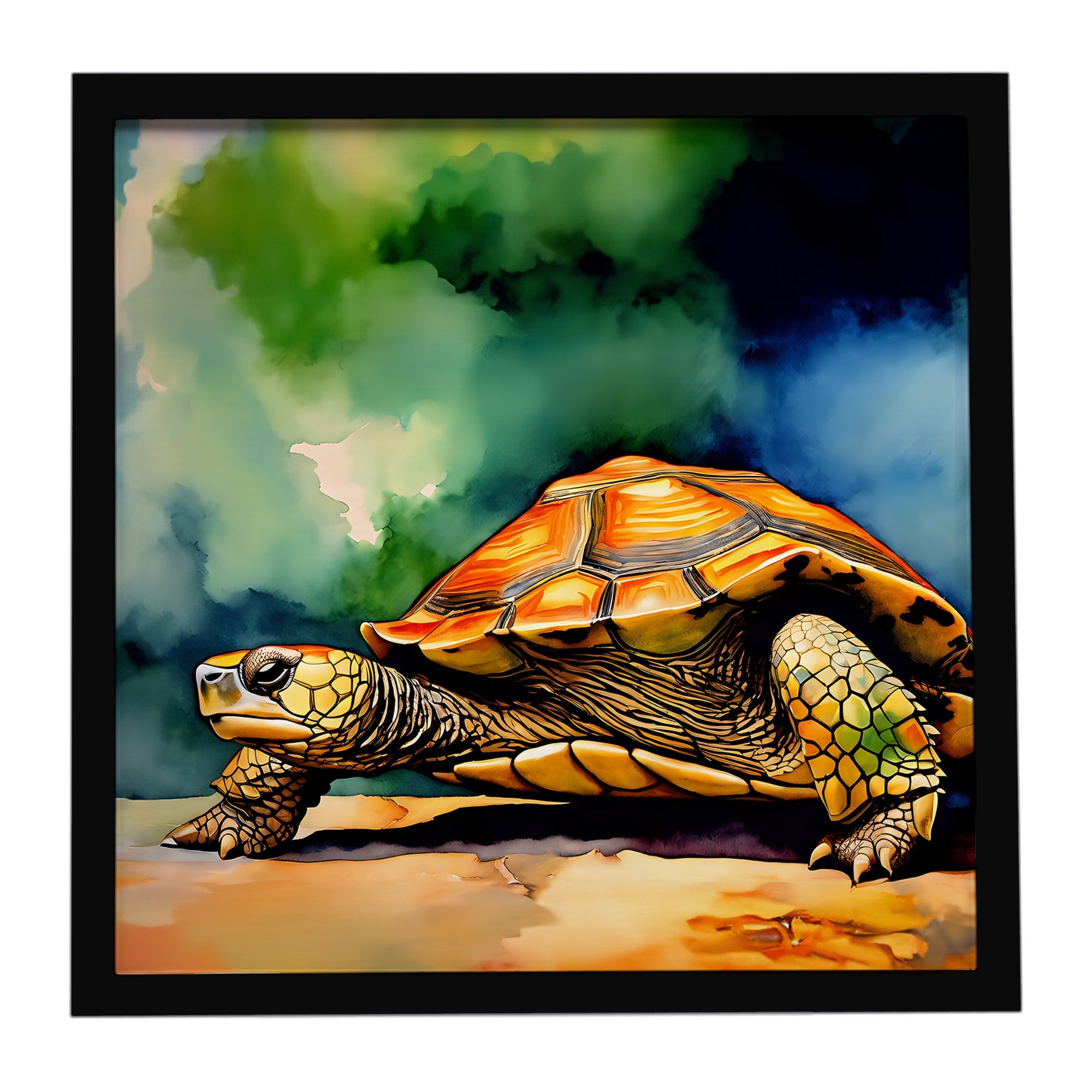Turtles Tortoises Framed Metal Print Bathroom, Kitchen, Office, Home Decor Wall Art Ready to Hang, Square, 8X8