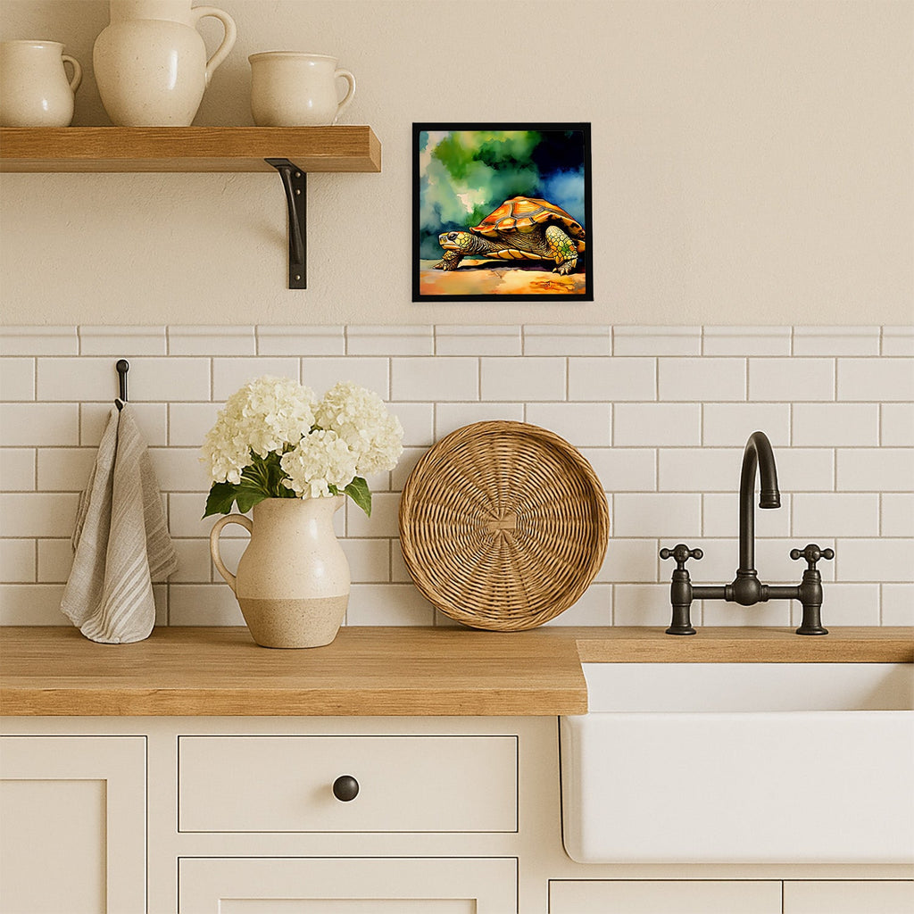 Turtles Tortoises Framed Metal Print Bathroom, Kitchen, Office, Home Decor Wall Art Ready to Hang, Square, 8X8