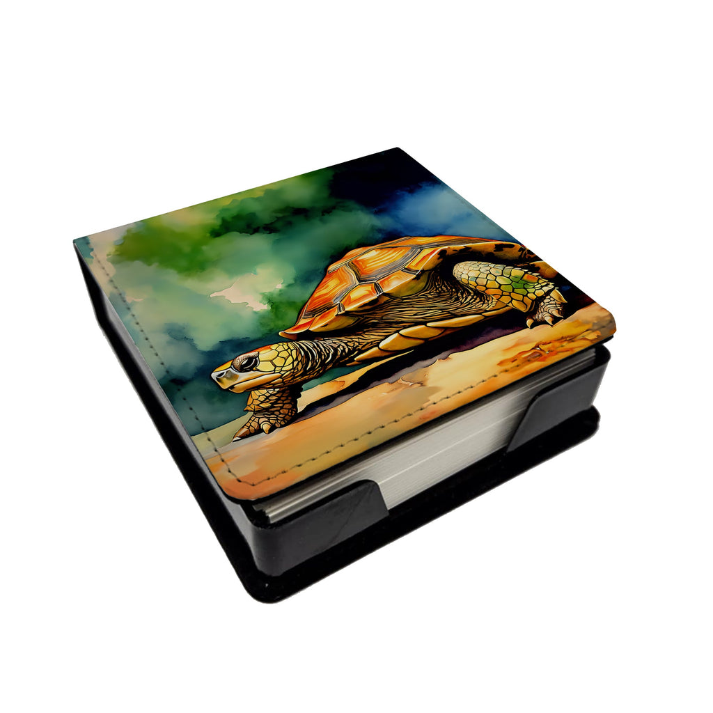 Turtles Tortoises PU Leather Note Paper Holder with Artist-Designed Cover, Desk Accessory, Office Gift