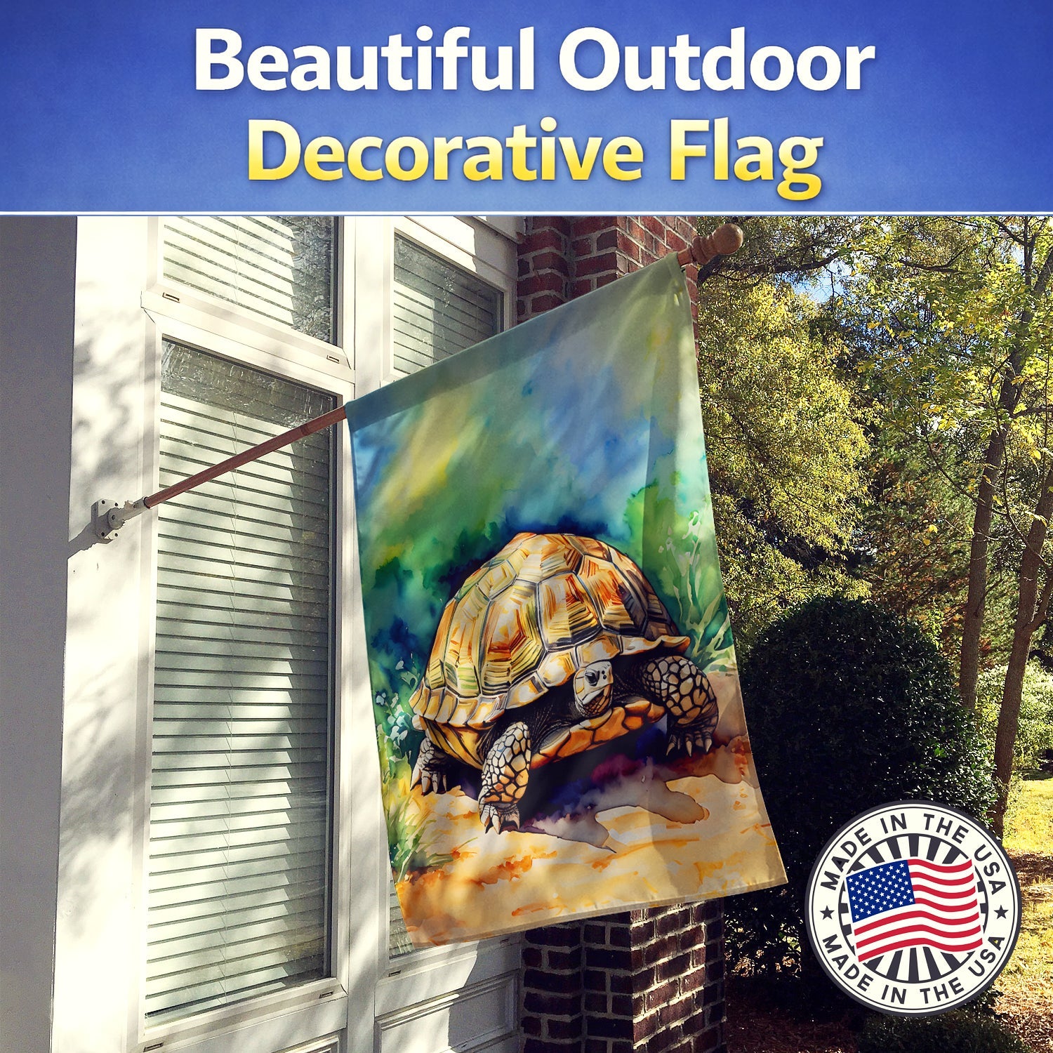 Turtles Tortoises House Flag 28x40 Porch Sleeve Pole Decorative Outside Yard Banner Artwork Wall Hanging, Polyester