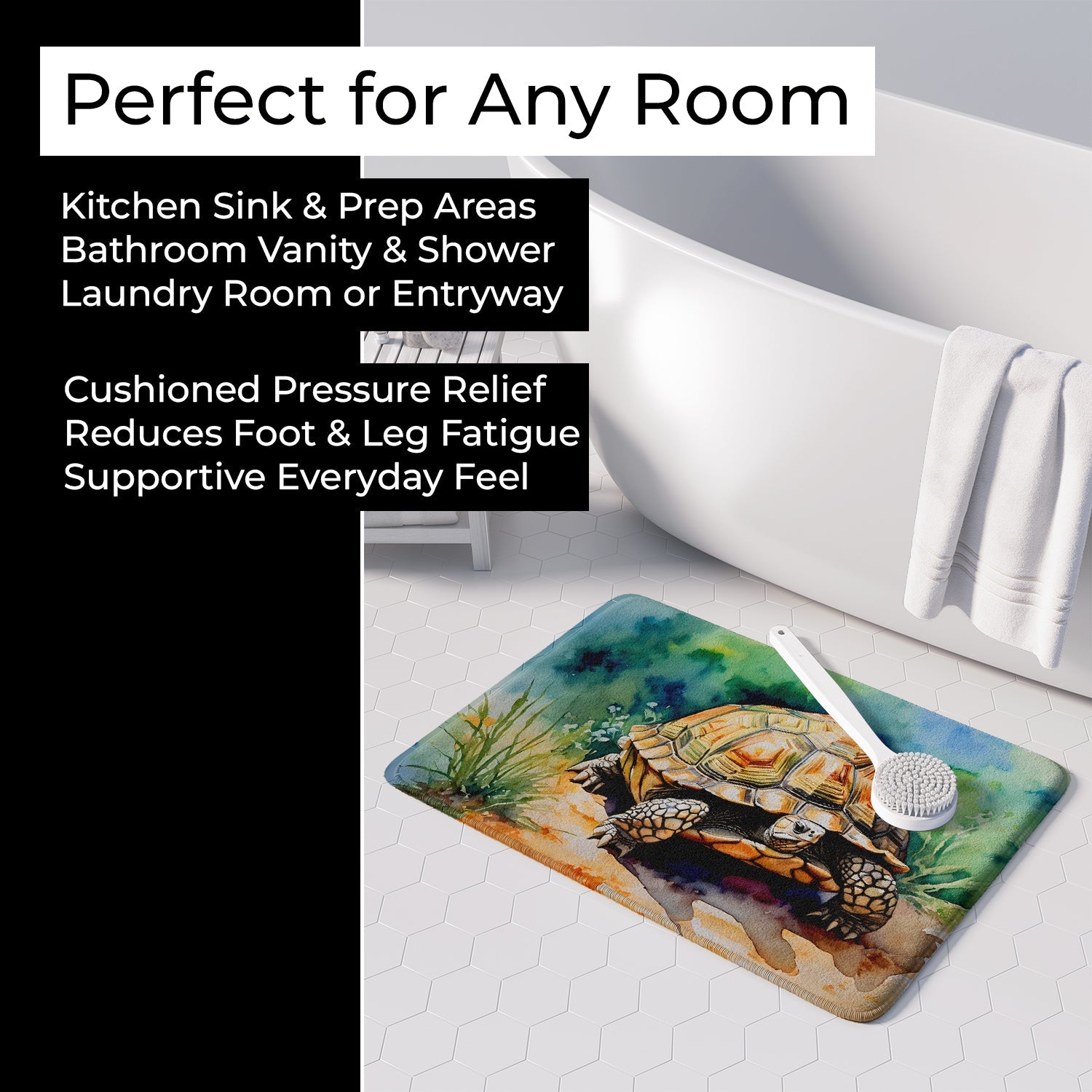 Turtles Tortoises Memory Foam Kitchen Mat Machine Washable Anti-Fatigue Cushion Comfort Bath or Kitchen Rug