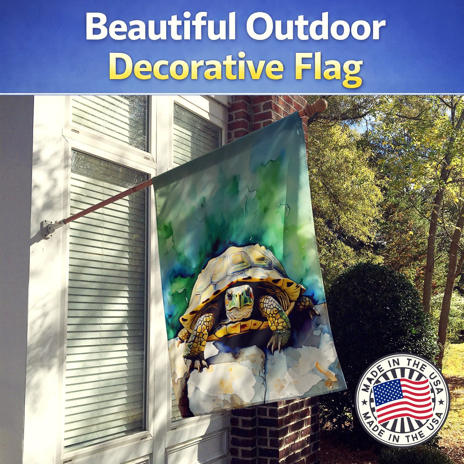 Turtles Tortoises House Flag 28x40 Porch Sleeve Pole Decorative Outside Yard Banner Artwork Wall Hanging, Polyester