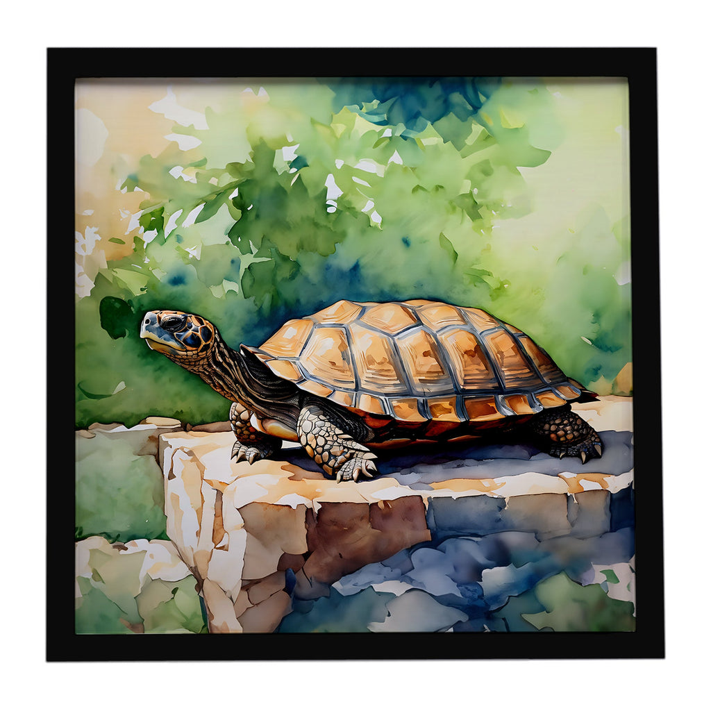 Turtles Tortoises Framed Metal Print Bathroom, Kitchen, Office, Home Decor Wall Art Ready to Hang, Square, 8X8