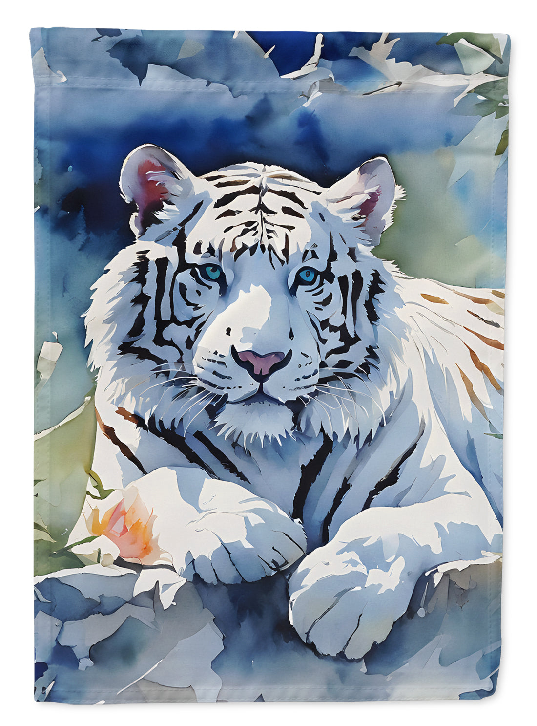 White Tiger House Flag 28x40 Porch Sleeve Pole Decorative Outside Yard Banner Artwork Wall Hanging, Polyester