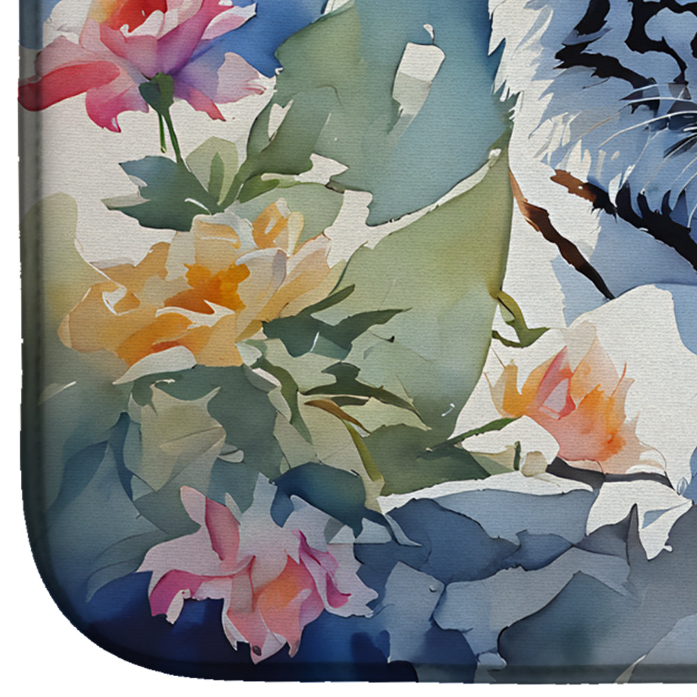 White Tiger Dish Drying Mat Absorbent Dish Drying Mat Pad for Kitchen Counter Dish Drainer Mat for Countertop, 14 x 21", Multicolor