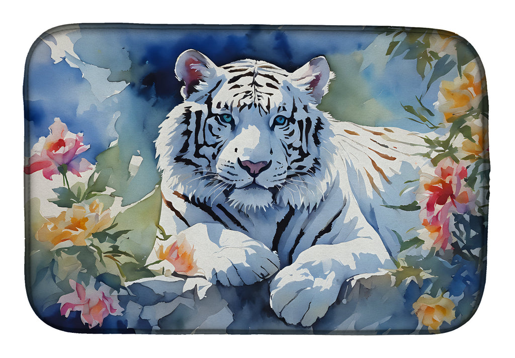 White Tiger Dish Drying Mat Absorbent Dish Drying Mat Pad for Kitchen Counter Dish Drainer Mat for Countertop, 14 x 21", Multicolor