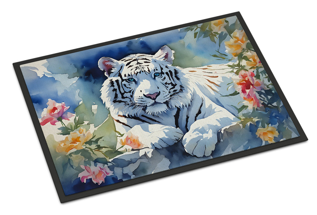 White Tiger Doormat Indoor Outdoor 18H X 27W Front Door Mat Rugs for Entryway, Non Slip Washable