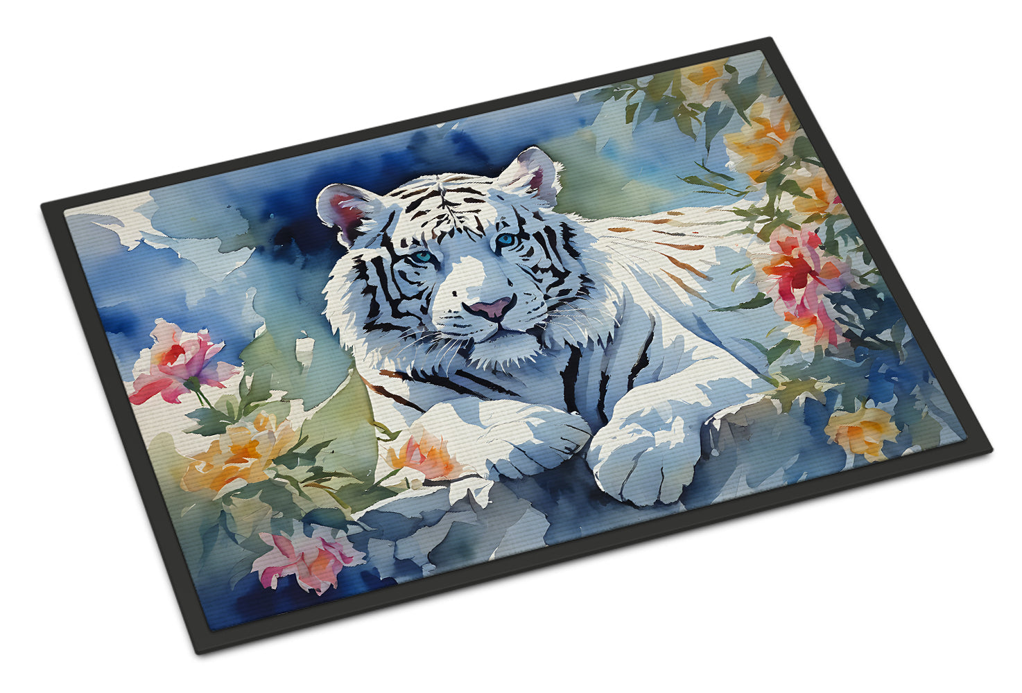 White Tiger Doormat Indoor Outdoor 18H X 27W Front Door Mat Rugs for Entryway, Non Slip Washable