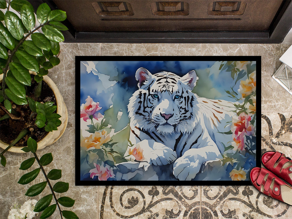 White Tiger Doormat Indoor Outdoor 18H X 27W Front Door Mat Rugs for Entryway, Non Slip Washable