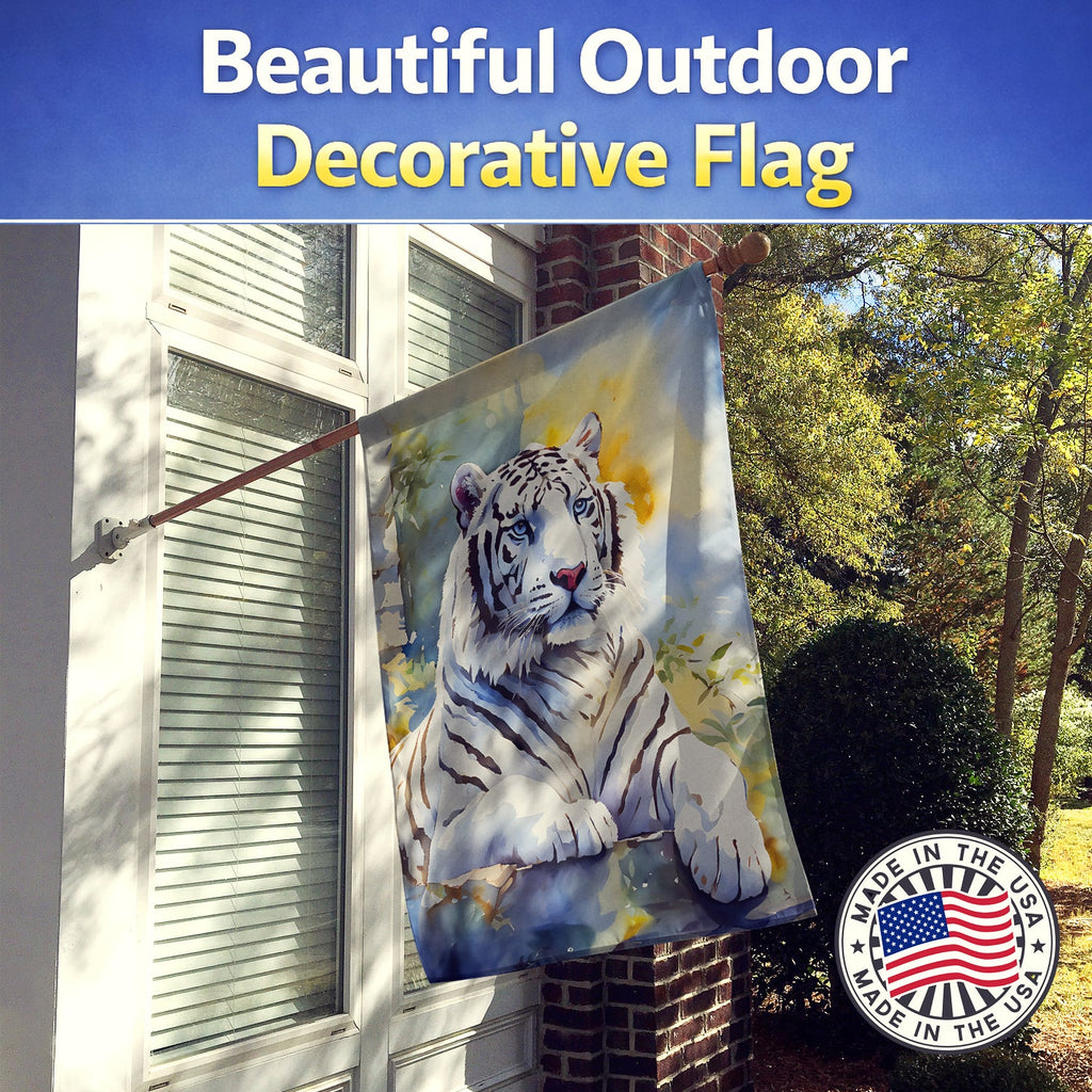 White Tiger House Flag 28x40 Porch Sleeve Pole Decorative Outside Yard Banner Artwork Wall Hanging, Polyester