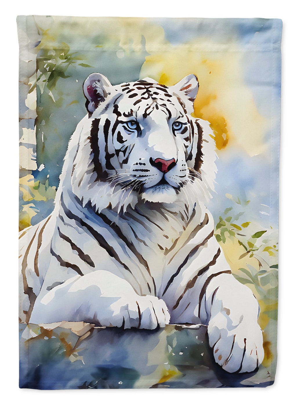 White Tiger House Flag 28x40 Porch Sleeve Pole Decorative Outside Yard Banner Artwork Wall Hanging, Polyester