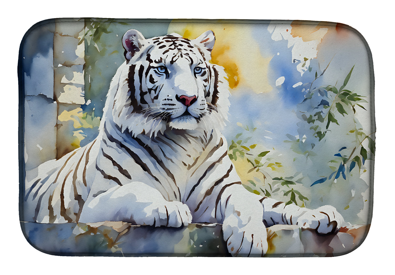 White Tiger Dish Drying Mat Absorbent Dish Drying Mat Pad for Kitchen Counter Dish Drainer Mat for Countertop, 14 x 21", Multicolor