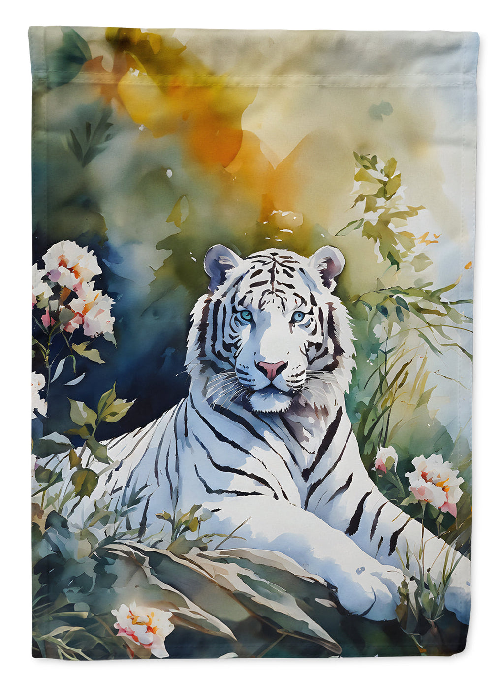 White Tiger House Flag 28x40 Porch Sleeve Pole Decorative Outside Yard Banner Artwork Wall Hanging, Polyester