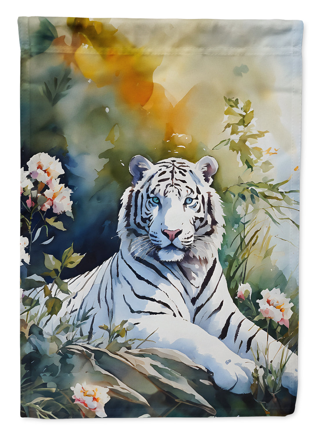 White Tiger House Flag 28x40 Porch Sleeve Pole Decorative Outside Yard Banner Artwork Wall Hanging, Polyester