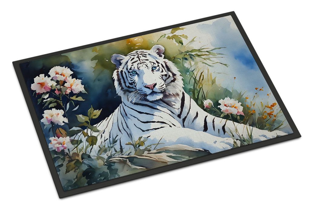 White Tiger Doormat Indoor Outdoor 24H X 36W Front Door Mat Rugs for Entryway, Non Slip Washable Low Pile,