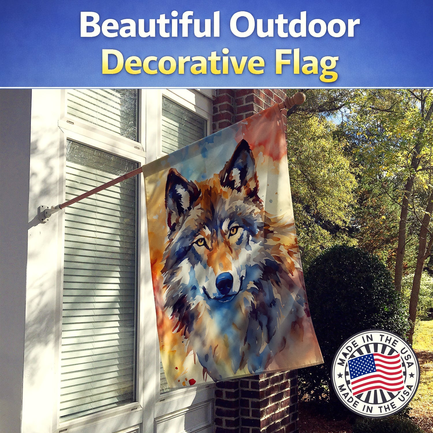 Wolves Wolf  House Flag 28x40 Porch Sleeve Pole Decorative Outside Yard Banner Artwork Wall Hanging, Polyester