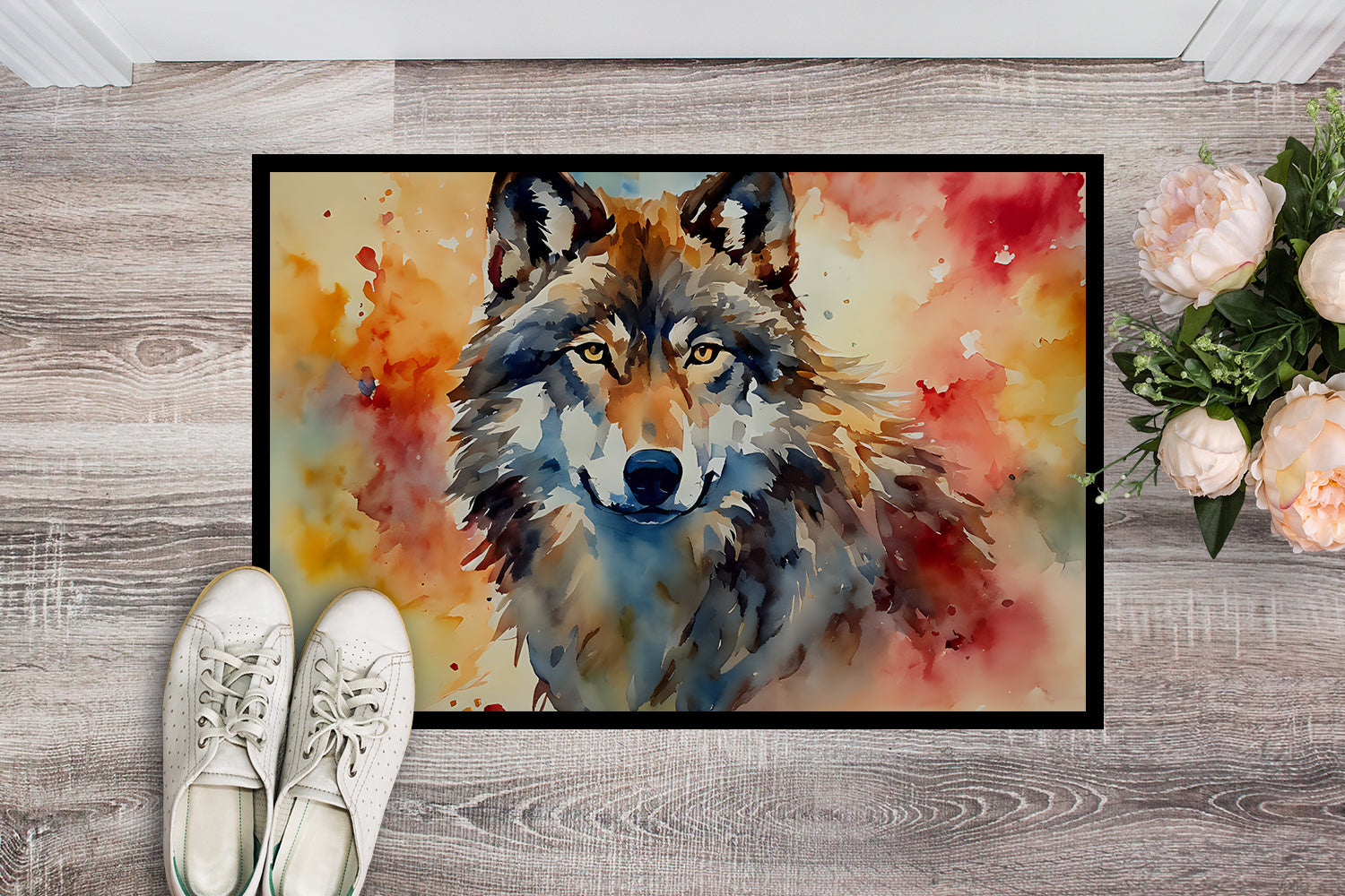 Wolves Wolf  Doormat Indoor Outdoor 18H X 27W Front Door Mat Rugs for Entryway, Non Slip Washable