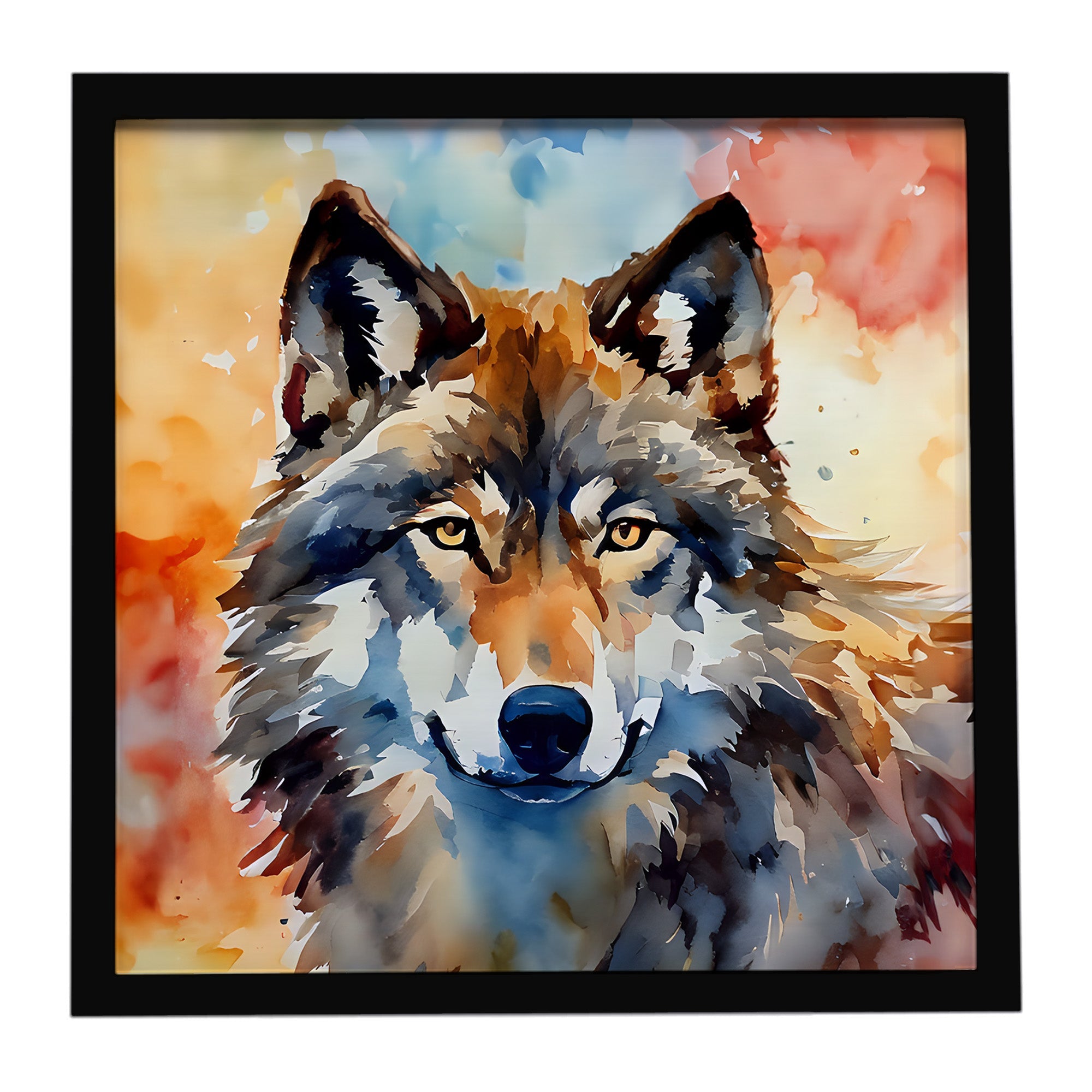 Wolves Wolf  Framed Metal Print Bathroom, Kitchen, Office, Home Decor Wall Art Ready to Hang, Square, 8X8