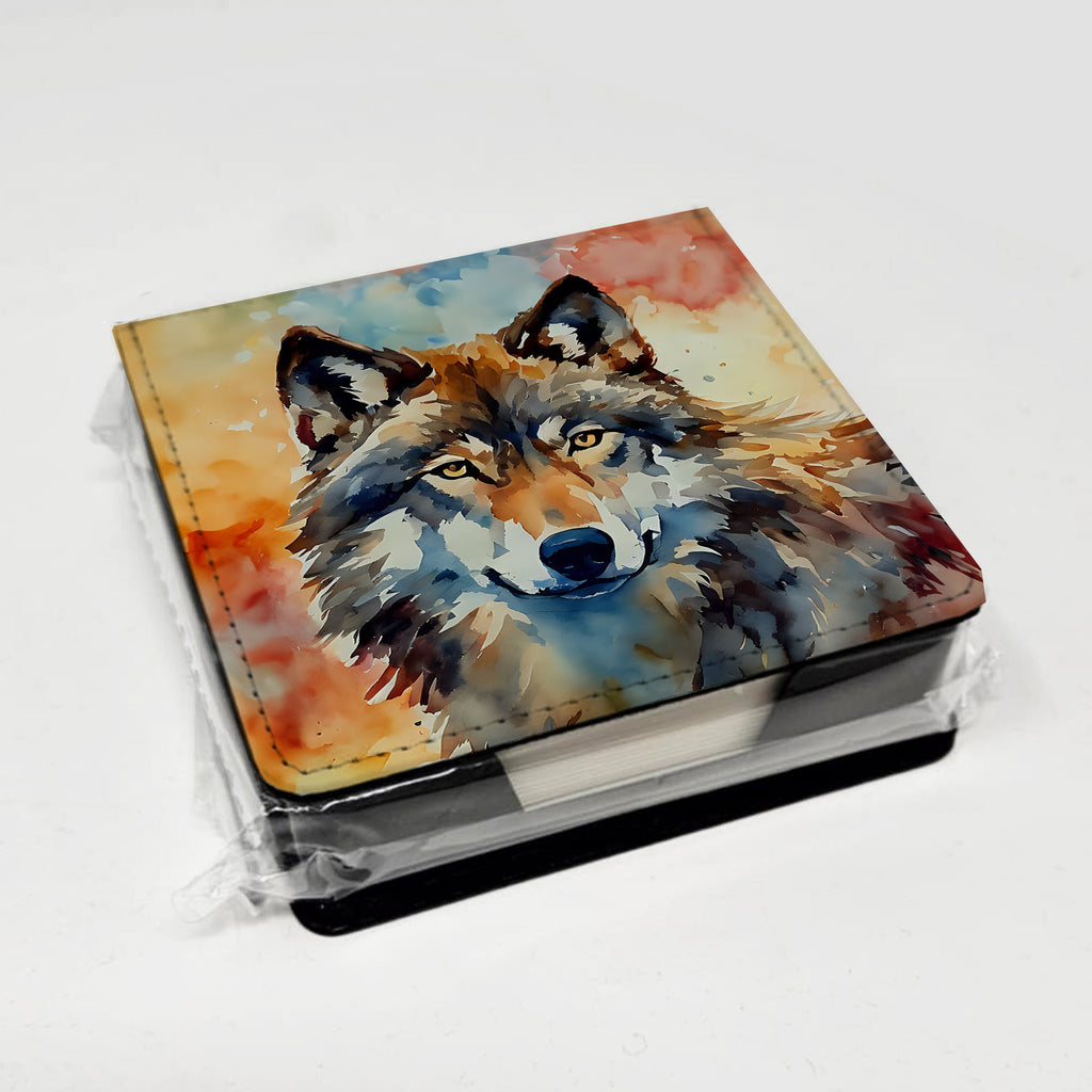 Wolves Wolf  PU Leather Note Paper Holder with Artist-Designed Cover, Desk Accessory, Office Gift