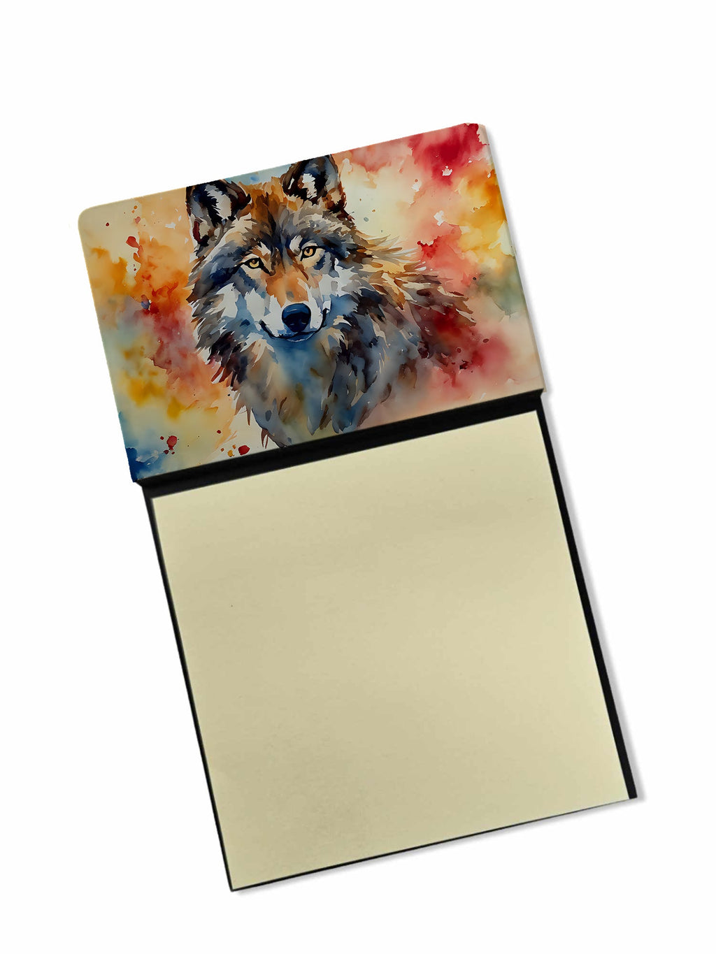 Wolves Wolf  Watercolor Sticky Note Holder Refillable Dispenser Desk Accessory 3x3 Pad Gift