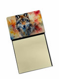 Wolves Wolf  Watercolor Sticky Note Holder Refillable Dispenser Desk Accessory 3x3 Pad Gift