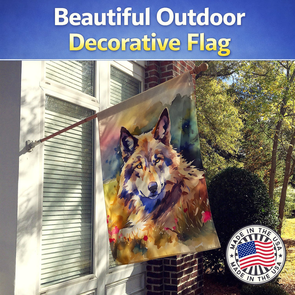 Wolves Wolf  House Flag 28x40 Porch Sleeve Pole Decorative Outside Yard Banner Artwork Wall Hanging, Polyester