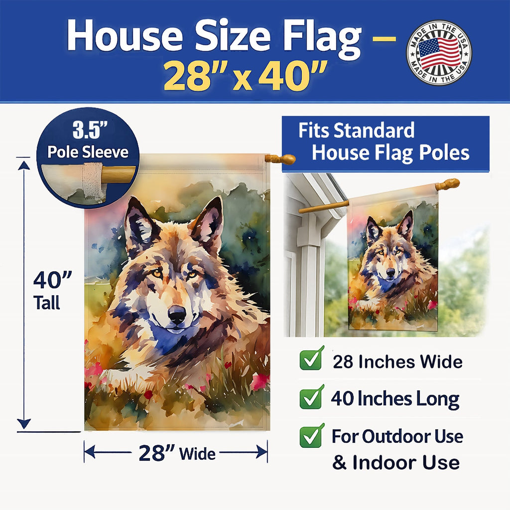 Wolves Wolf  House Flag 28x40 Porch Sleeve Pole Decorative Outside Yard Banner Artwork Wall Hanging, Polyester