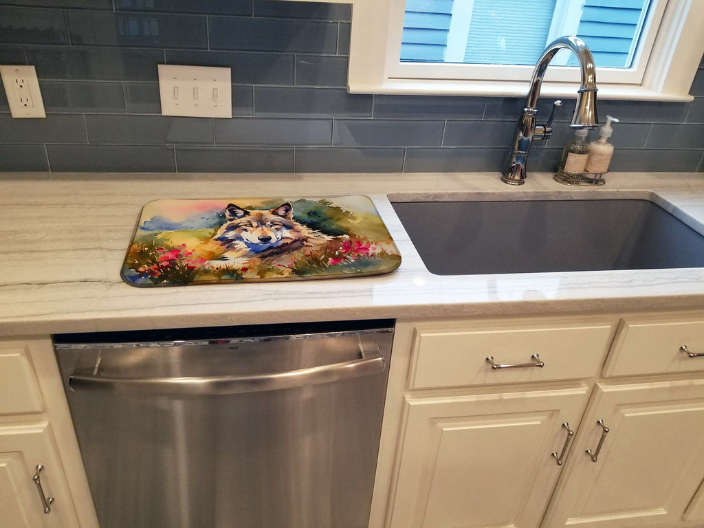Wolves Wolf  Dish Drying Mat Absorbent Dish Drying Mat Pad for Kitchen Counter Dish Drainer Mat for Countertop, 14 x 21", Multicolor