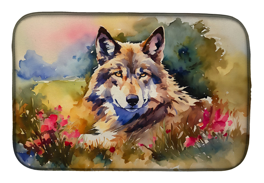 Wolves Wolf  Dish Drying Mat Absorbent Dish Drying Mat Pad for Kitchen Counter Dish Drainer Mat for Countertop, 14 x 21", Multicolor