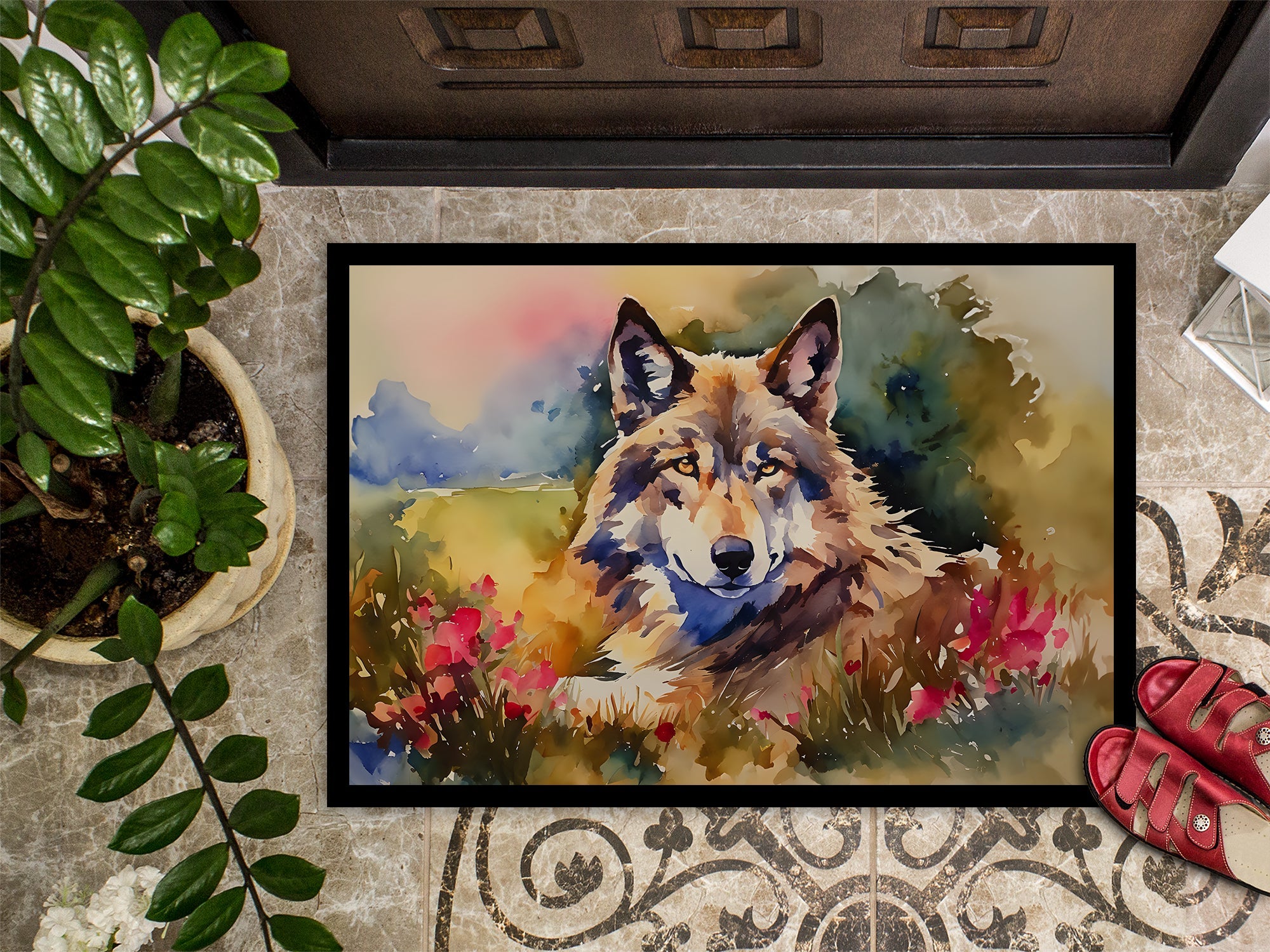 Wolves Wolf  Doormat Indoor Outdoor 18H X 27W Front Door Mat Rugs for Entryway, Non Slip Washable