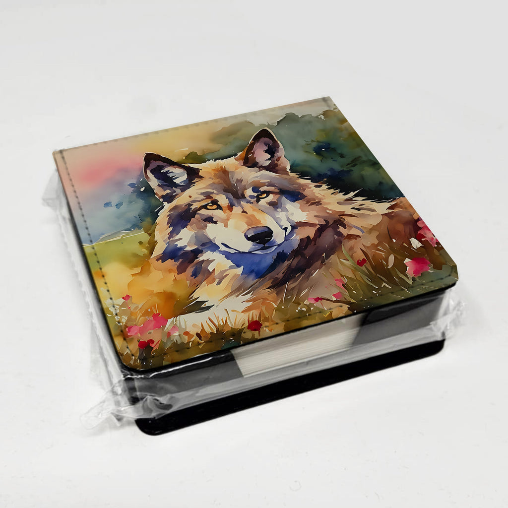 Wolves Wolf  PU Leather Note Paper Holder with Artist-Designed Cover, Desk Accessory, Office Gift