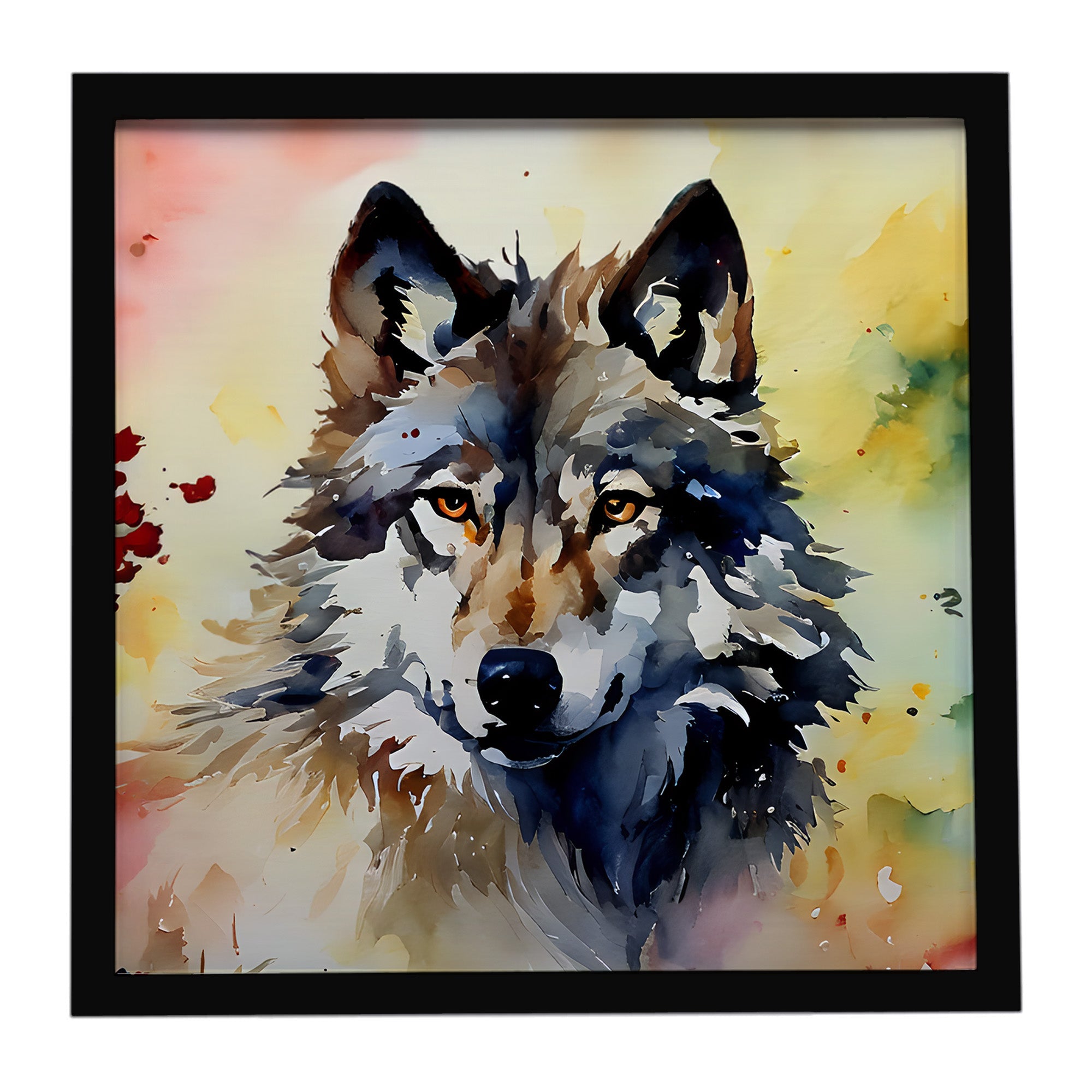 Wolves Wolf  Framed Metal Print Bathroom, Kitchen, Office, Home Decor Wall Art Ready to Hang, Square, 8X8