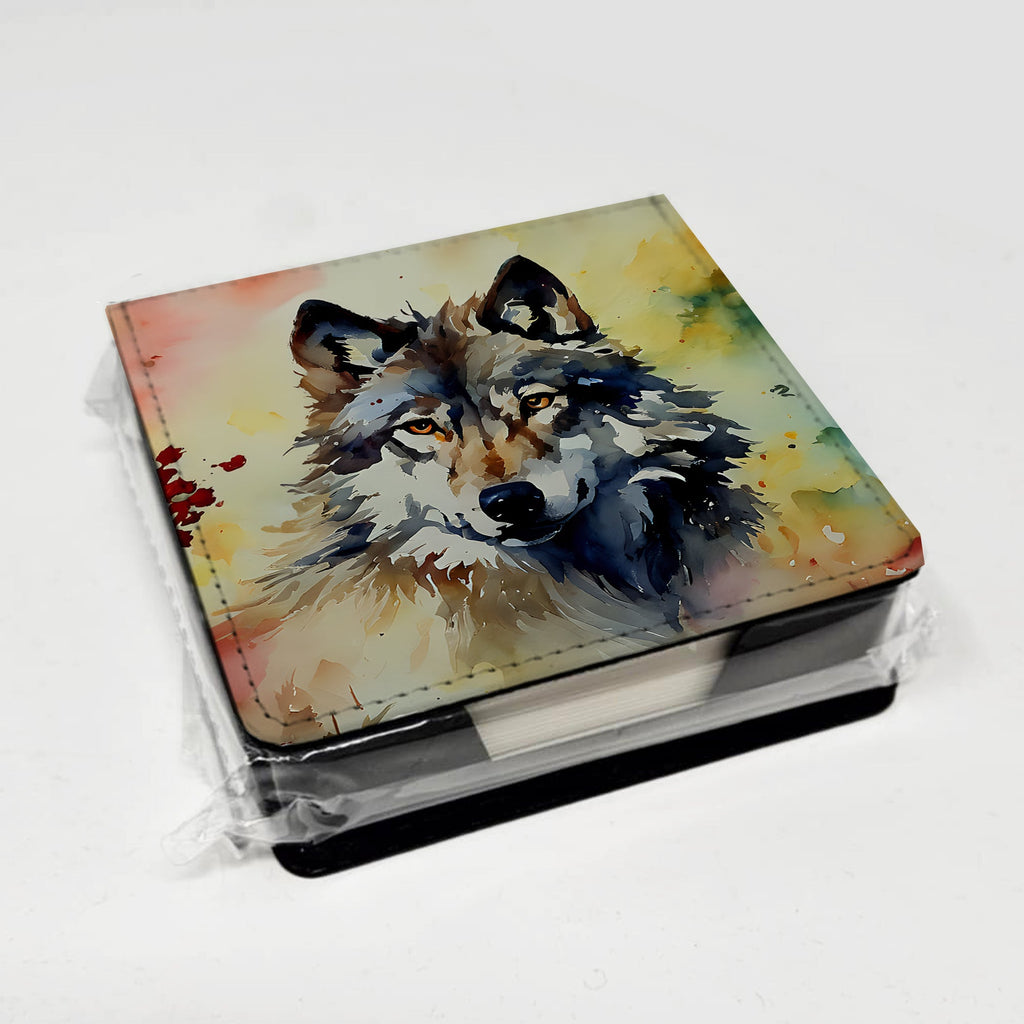 Wolves Wolf  PU Leather Note Paper Holder with Artist-Designed Cover, Desk Accessory, Office Gift
