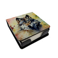 Wolves Wolf  PU Leather Note Paper Holder with Artist-Designed Cover, Desk Accessory, Office Gift