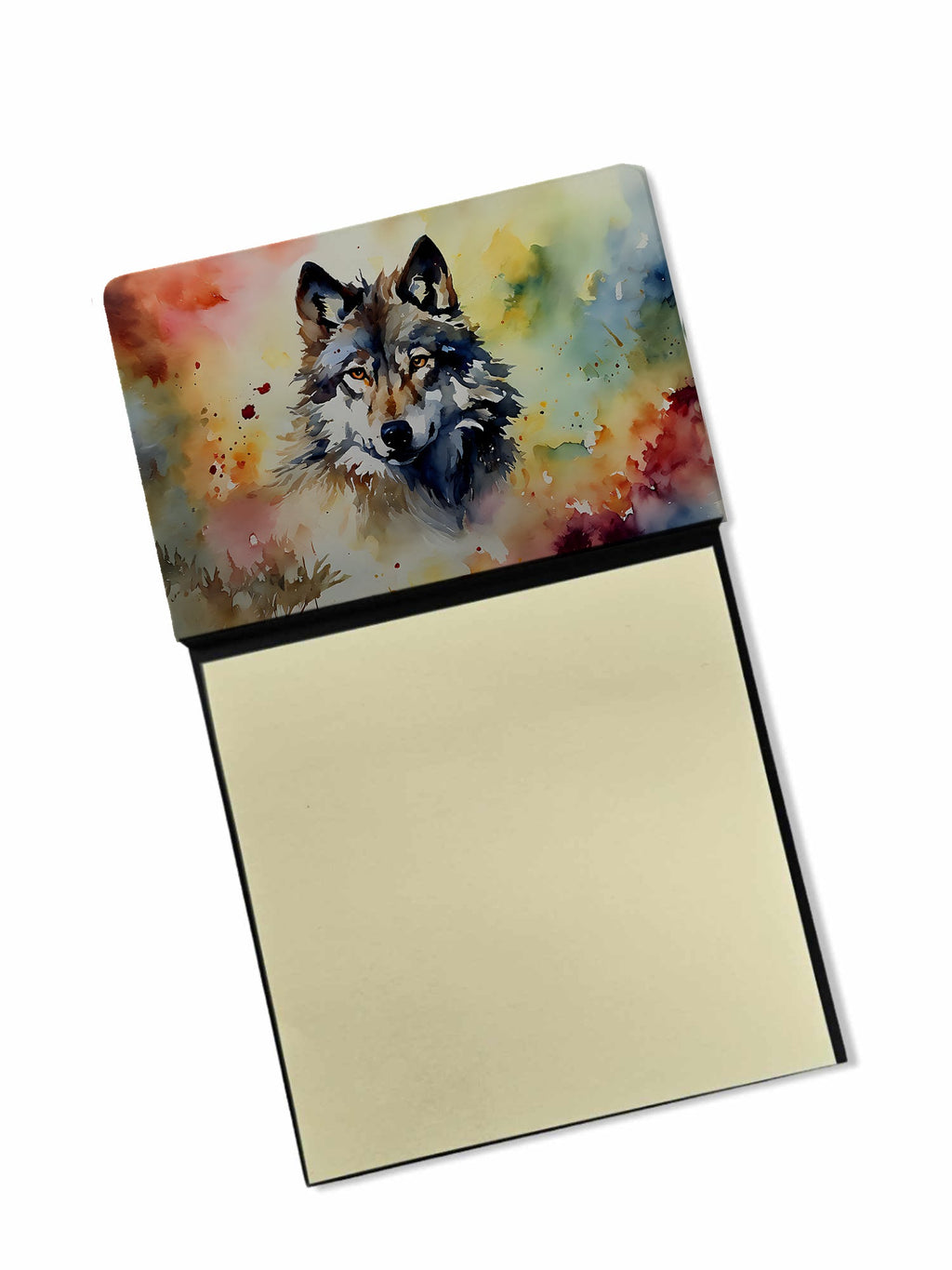 Wolves Wolf  Watercolor Sticky Note Holder Refillable Dispenser Desk Accessory 3x3 Pad Gift