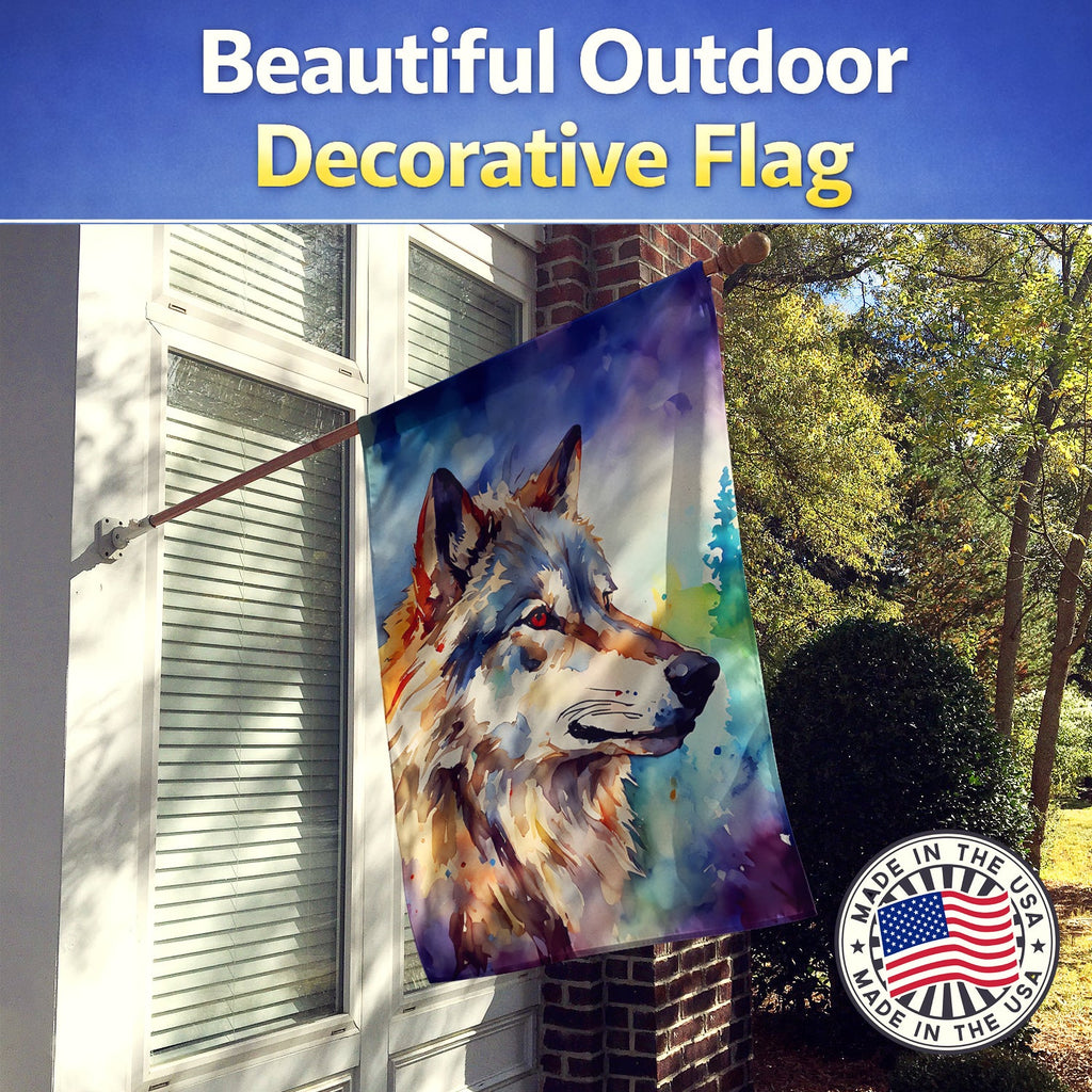 Wolves Wolf  House Flag 28x40 Porch Sleeve Pole Decorative Outside Yard Banner Artwork Wall Hanging, Polyester