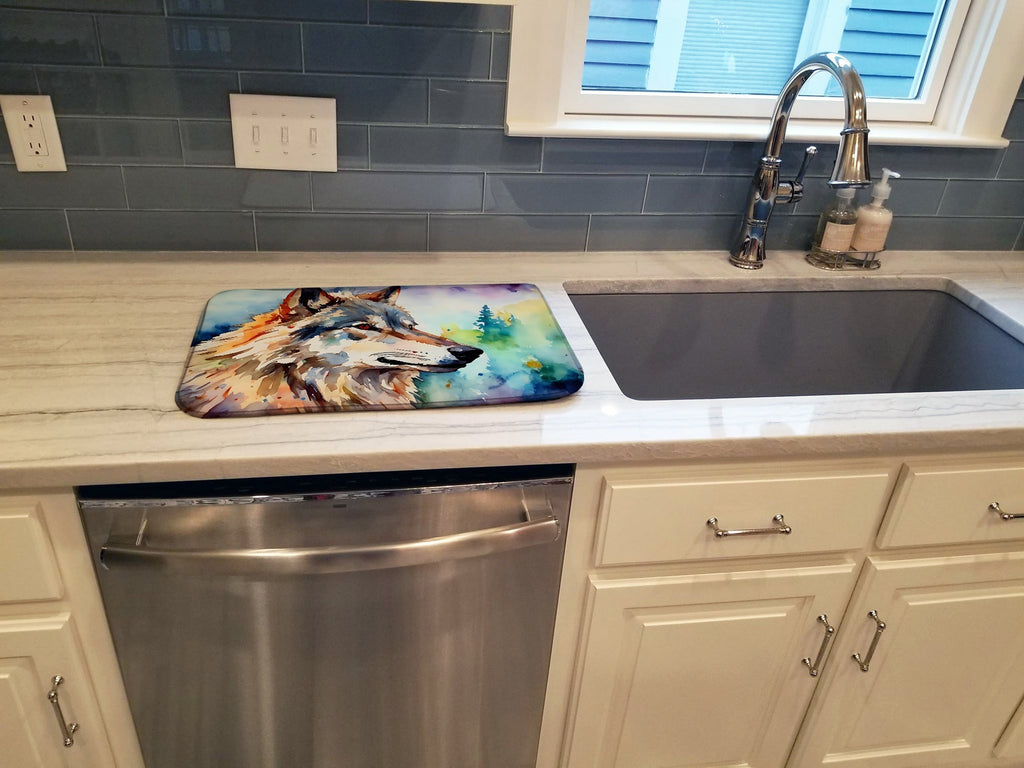 Wolves Wolf  Dish Drying Mat Absorbent Dish Drying Mat Pad for Kitchen Counter Dish Drainer Mat for Countertop, 14 x 21", Multicolor