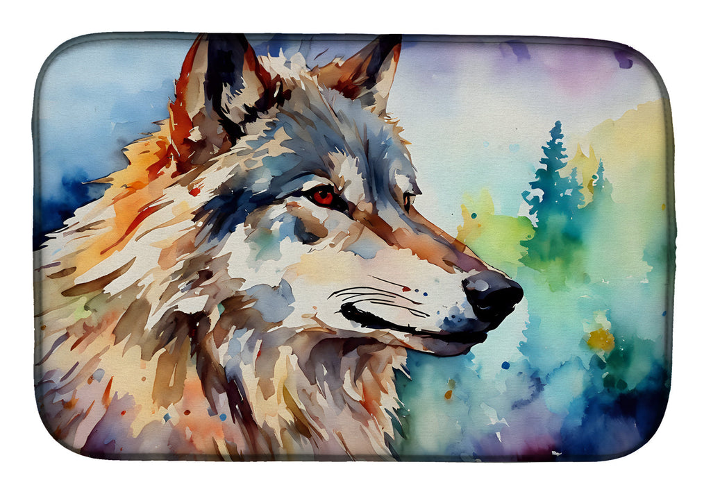 Wolves Wolf  Dish Drying Mat Absorbent Dish Drying Mat Pad for Kitchen Counter Dish Drainer Mat for Countertop, 14 x 21", Multicolor