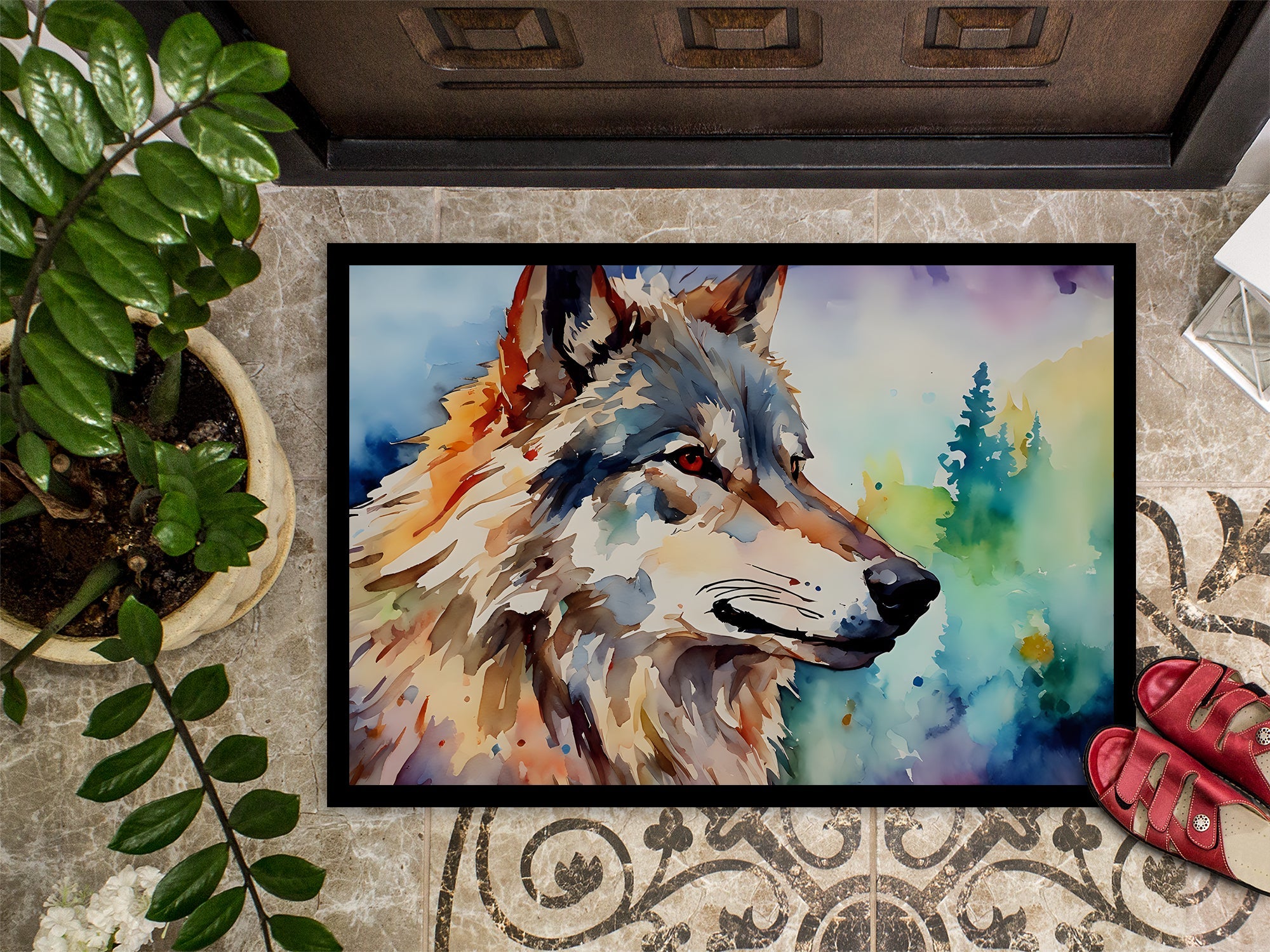 Wolves Wolf  Doormat Indoor Outdoor 24H X 36W Front Door Mat Rugs for Entryway, Non Slip Washable Low Pile,