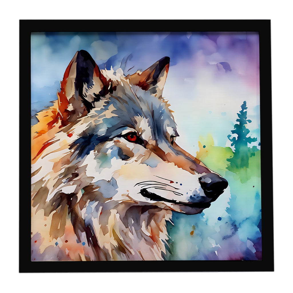 Wolves Wolf  Framed Metal Print Bathroom, Kitchen, Office, Home Decor Wall Art Ready to Hang, Square, 8X8